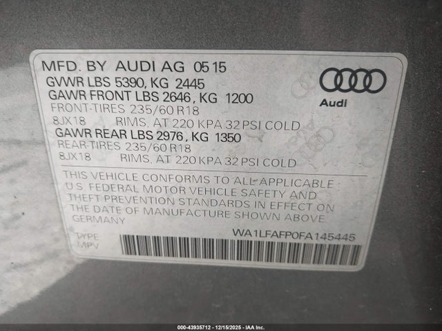 2015 AUDI Q5 WA1LFAFP0FA145445 Photo 8