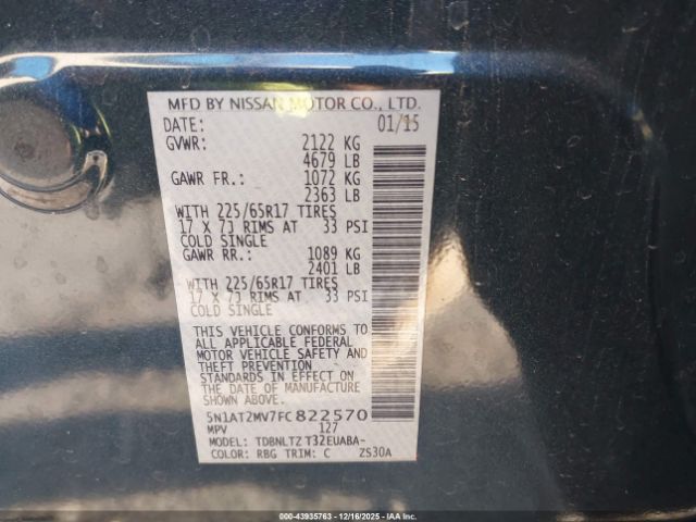 2015 NISSAN ROGUE 5N1AT2MV7FC822570 Photo 8