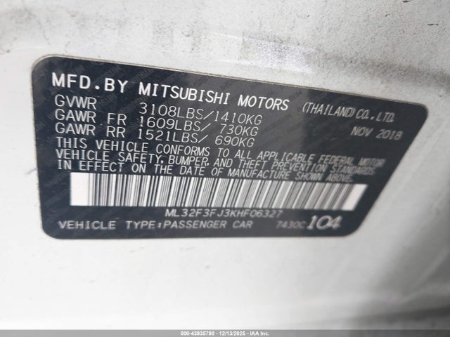 2019 MITSUBISHI MIRAGE G4 ML32F3FJ3KHF06327 Photo 8