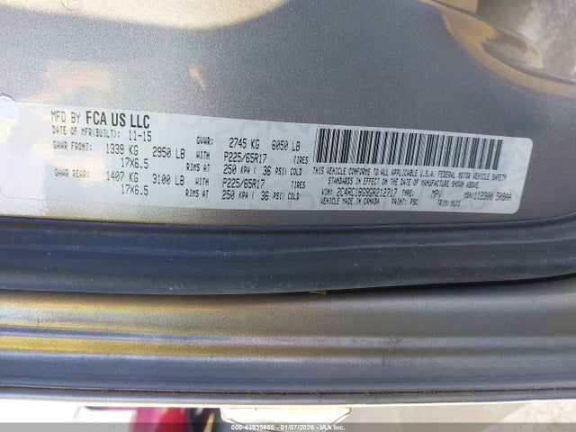2016 Chrysler Town & Country Touring მანქანა იყიდება აუქციონზე, vin: 2C4RC1BG9GR212717, აუქციონის ნომერი: 43935855