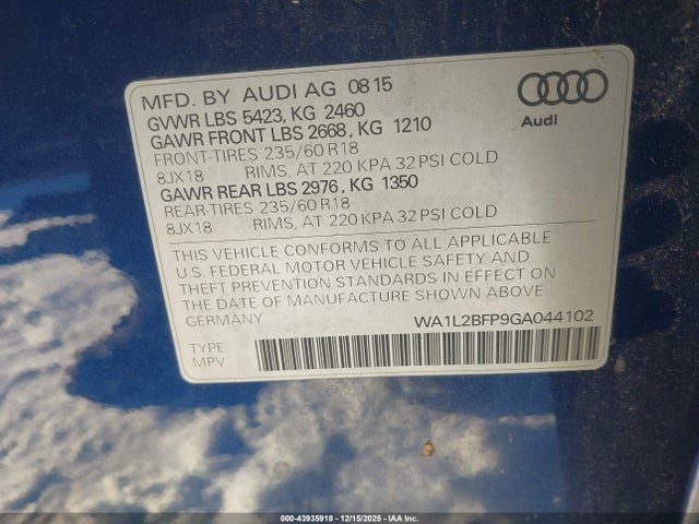 2016 AUDI Q5 WA1L2BFP9GA044102 Photo 8