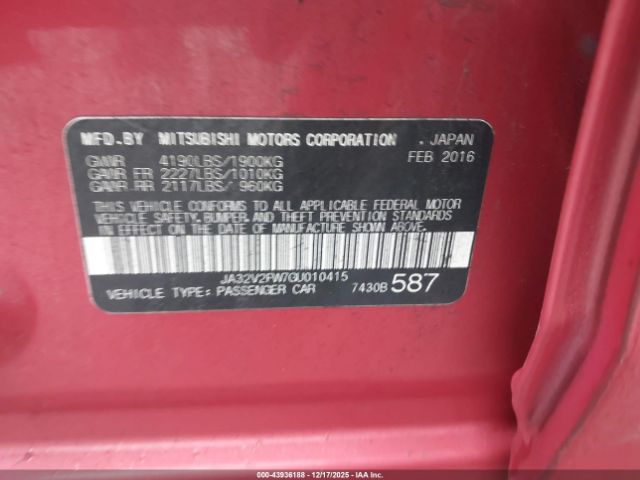 2016 MITSUBISHI LANCER JA32V2FW7GU010415 Photo 8