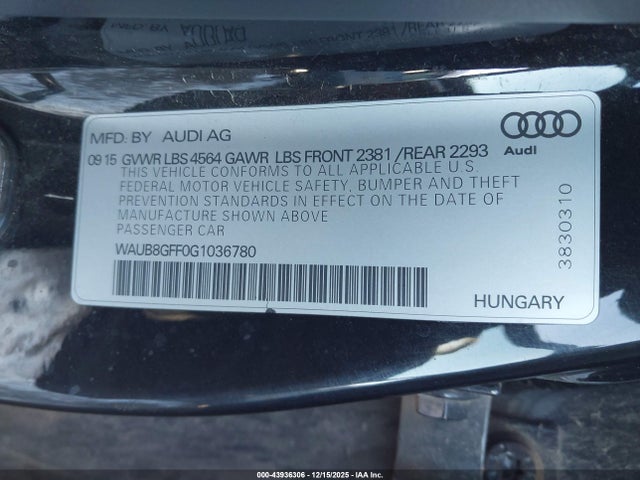 2016 AUDI A3 WAUB8GFF0G1036780 Photo 8