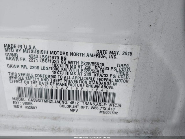 2015 MITSUBISHI OUTLANDER SPORT 4A4AR3AW0FE037648 Photo 8