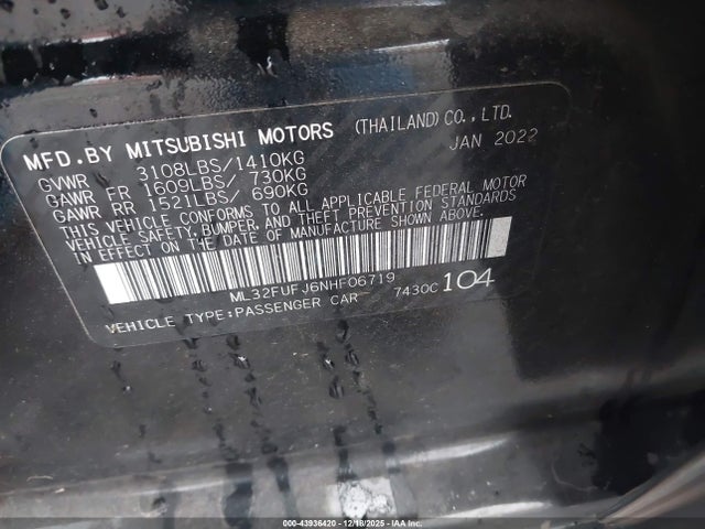 2022 MITSUBISHI MIRAGE G4 ML32FUFJ6NHF06719 Photo 8