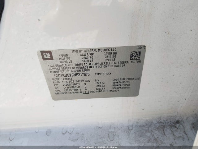 1GC1KUEY0HF217075 Chevrolet Silverado 2500hd Wt
