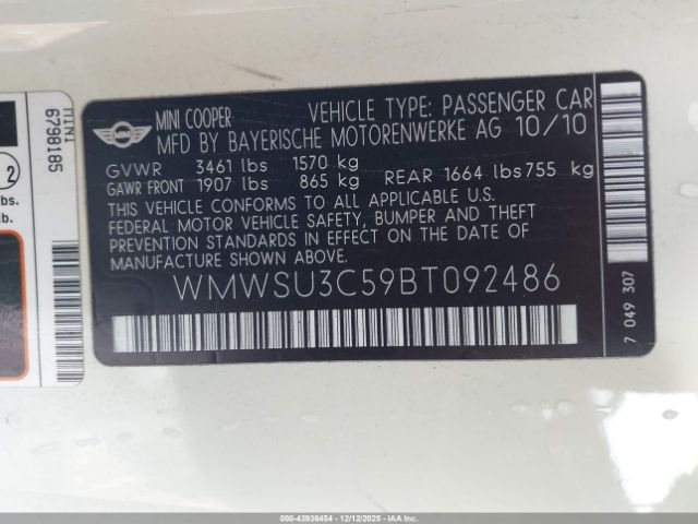 2011 MINI COOPER WMWSU3C59BT092486 Photo 8
