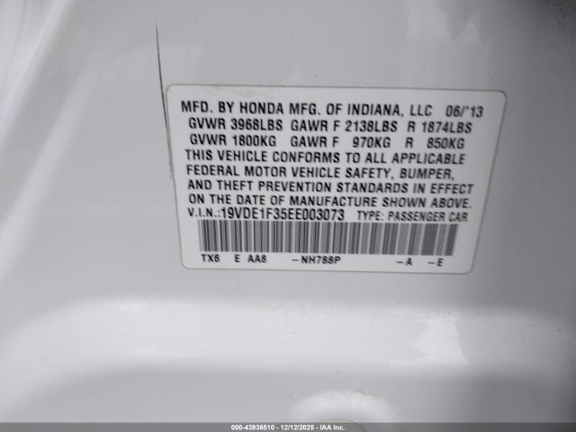 Acura Ilx 2.0l 2014 19VDE1F35EE003073 Image 9