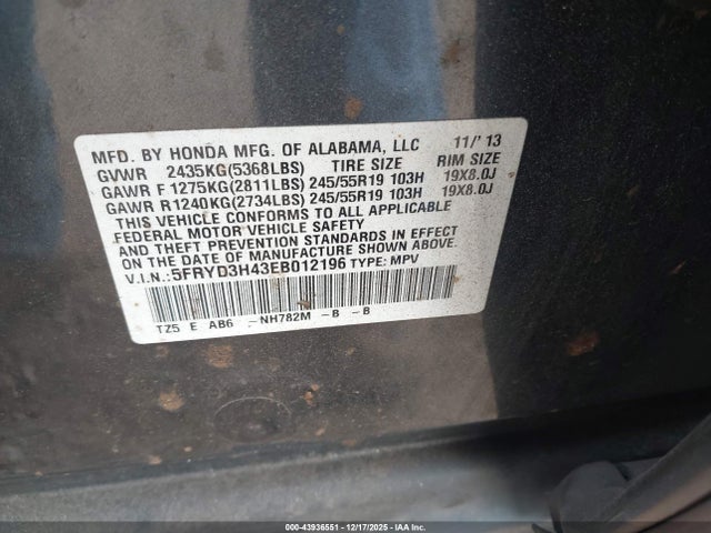 Продаж на аукціоні авто 2014 Acura Mdx Technology Package, vin: 5FRYD3H43EB012196, номер лоту: 43936551