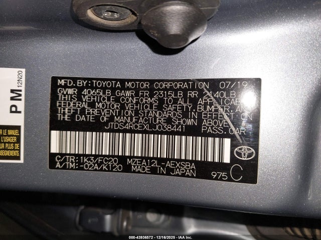 JTDS4RCEXLJ038441 Toyota COROLLA SE