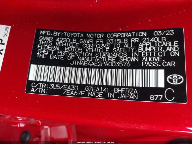 2023 TOYOTA GR COROLLA JTNABAAE2PA003576 Photo 8