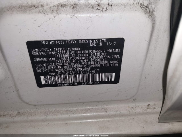 Aukcja sprzedaży 2013 Subaru Xv Crosstrek 2.0i Premium, vin: JF2GPAVC3D2833807, numer aukcji: 43936671