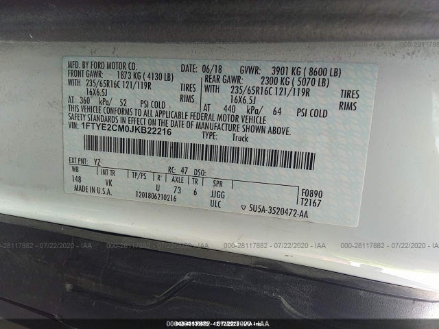 2018 FORD TRANSIT-150 1FTYE2CM0JKB22216 Photo 8