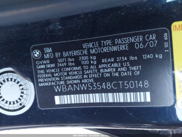 2008 BMW 550I WBANW53548CT50148 Photo 8