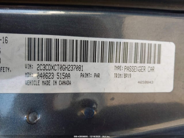 Продаж на аукціоні авто 2016 Dodge Charger R/t, vin: 2C3CDXCT0GH237081, номер лоту: 43936805