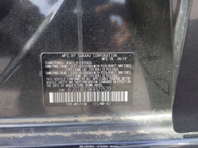 Subaru Crosstrek 2.0i Premium 2019 JF2GTAEC9K8327520 Image 9