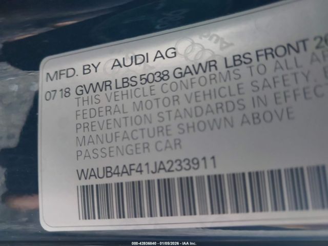 2018 AUDI S4 WAUB4AF41JA233911 Photo 8