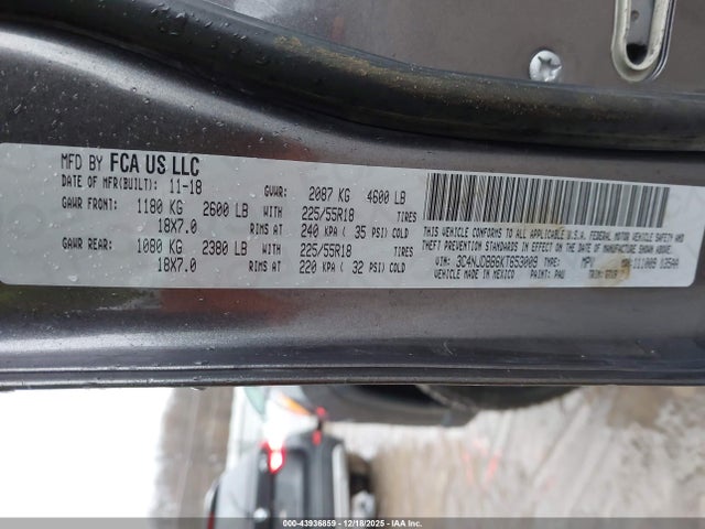 43936859 :رقم المزاد ، 3C4NJDBB6KT653009 vin ، 2019 Jeep Compass Altitude 4x4 مزاد بيع