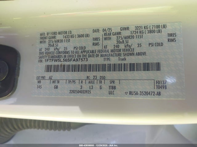 2025 FORD F-150 1FTFW5L56SFA97573 Photo 8