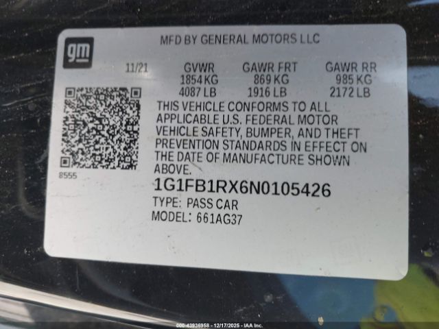 2022 CHEVROLET CAMARO 1G1FB1RX6N0105426 Photo 8