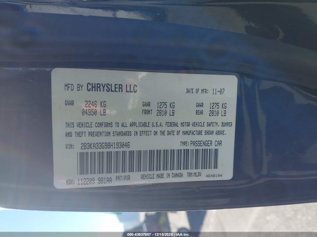 2008 DODGE CHARGER 2B3KA33G98H193046 Photo 8