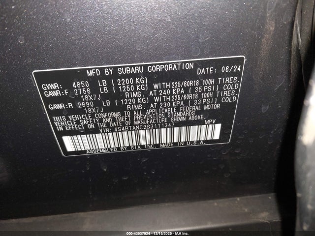 4S4BTANC2S3111347 Subaru Outback Limited