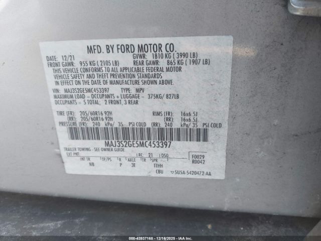 2021 FORD ECOSPORT MAJ3S2GE5MC453397 Photo 8