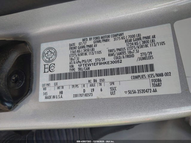 2017 FORD F-150 1FTEW1EF9HKE30052 Photo 8