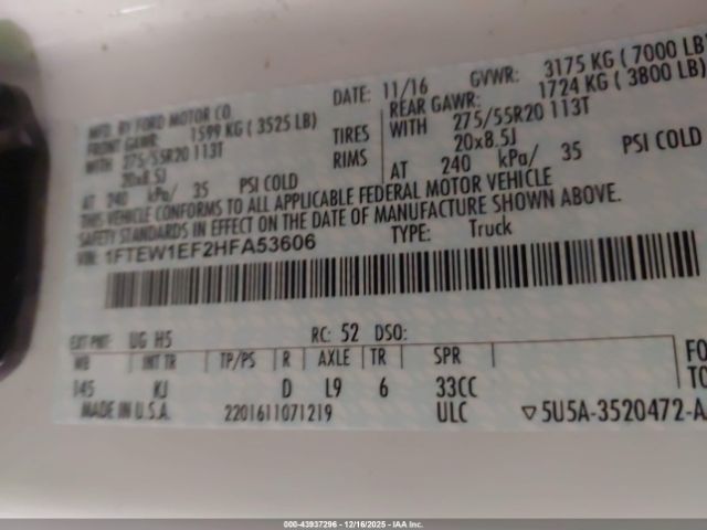 2017 FORD F-150 1FTEW1EF2HFA53606 Photo 8