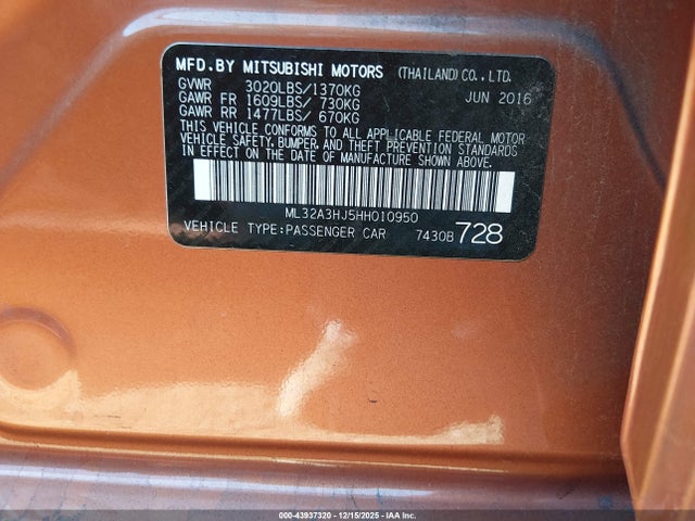 2017 MITSUBISHI MIRAGE ML32A3HJ5HH010950 Photo 8