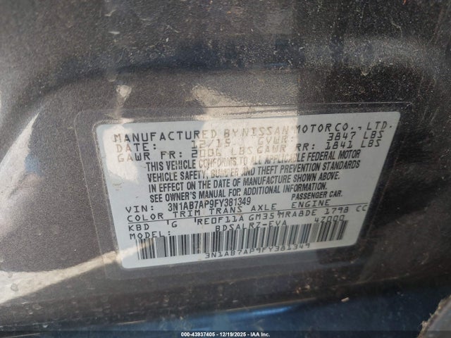 3N1AB7AP9FY381349 Nissan SENTRA SR