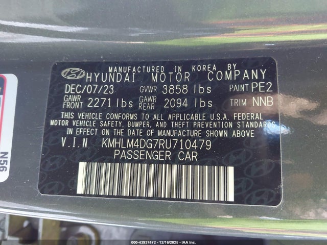 Aukcja sprzedaży 2024 Hyundai Elantra Sel, vin: KMHLM4DG7RU710479, numer aukcji: 43937472