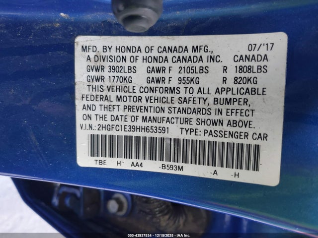 Honda Civic Ex-t 2017 2HGFC1E39HH653591 Image 9