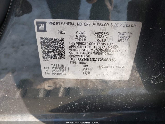 3GTU2NEC0JG548816 GMC Sierra 1500 Slt