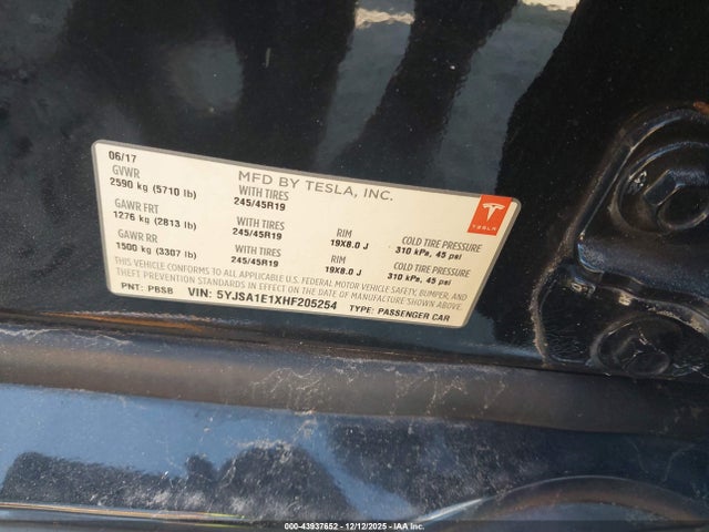 2017 TESLA MODEL S 5YJSA1E1XHF205254 Photo 8