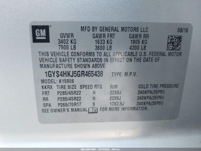 2016 CADILLAC ESCALADE ESV 1GYS4HKJ5GR465438 Photo 8