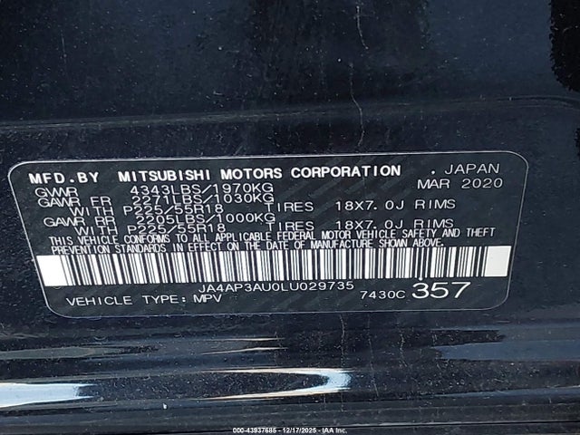 2020 MITSUBISHI OUTLANDER SPORT JA4AP3AU0LU029735 Photo 8