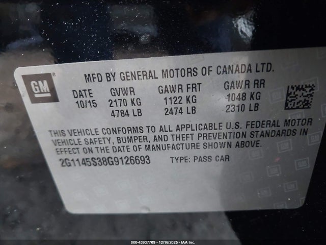 2G1145S38G9126693 Chevrolet IMPALA 2LZ