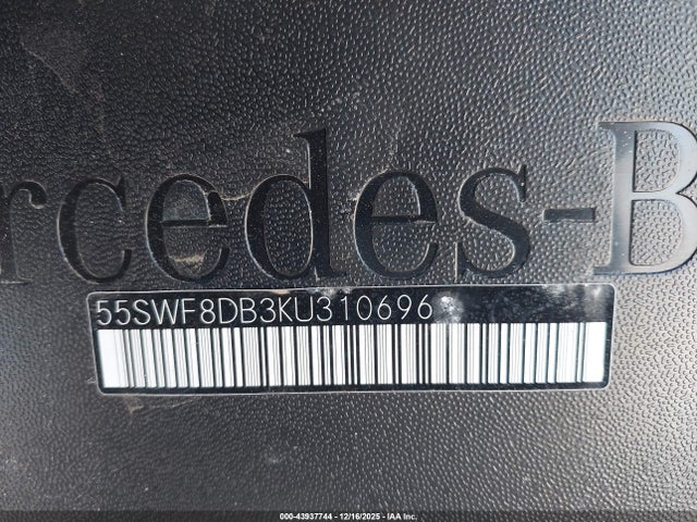 43937744 :رقم المزاد ، 55SWF8DB3KU310696 vin ، 2019 Mercedes-benz C 300 مزاد بيع