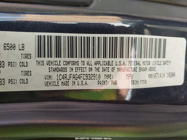 2015 JEEP GRAND CHEROKEE 1C4RJFAG4FC932910 Photo 8