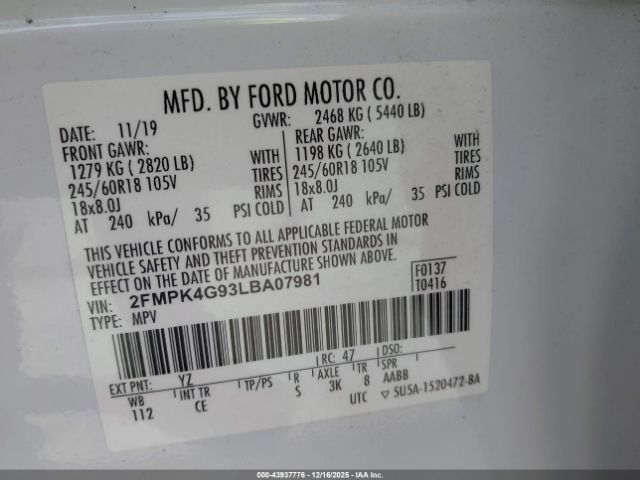2020 FORD EDGE 2FMPK4G93LBA07981 Photo 8