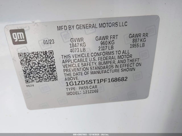 1G1ZD5ST1PF168682 Chevrolet Malibu Fwd 1lt