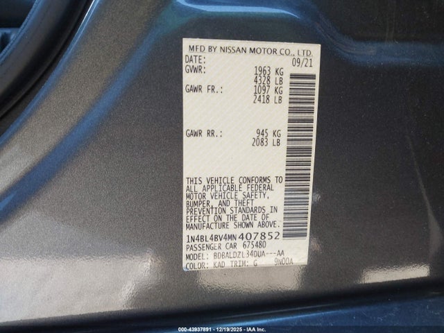 2021 NISSAN ALTIMA 1N4BL4BV4MN407852 Photo 8