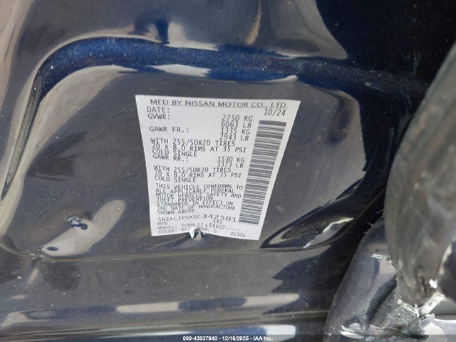 43937940 :رقم المزاد ، 5N1AL1FSXSC342501 vin ، 2025 Infiniti Qx60 Luxe Awd مزاد بيع