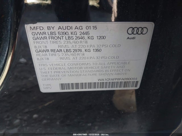 2015 AUDI Q5 WA1CFAFP8FA090064 Photo 8