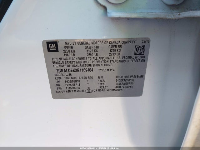 2GNALDEK3G1169464 Chevrolet Equinox Ltz