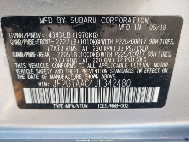 2018 SUBARU CROSSTREK JF2GTAAC4JH342480 Photo 8