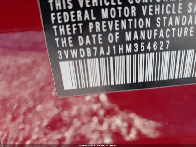 43938216 :رقم المزاد ، 3VWDB7AJ1HM354627 vin ، 2017 Volkswagen Jetta 1.4t Se مزاد بيع