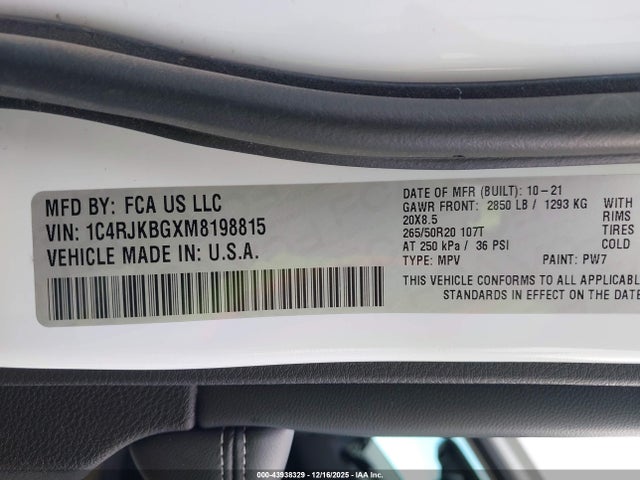 2021 JEEP GRAND CHEROKEE L 1C4RJKBGXM8198815 Photo 8