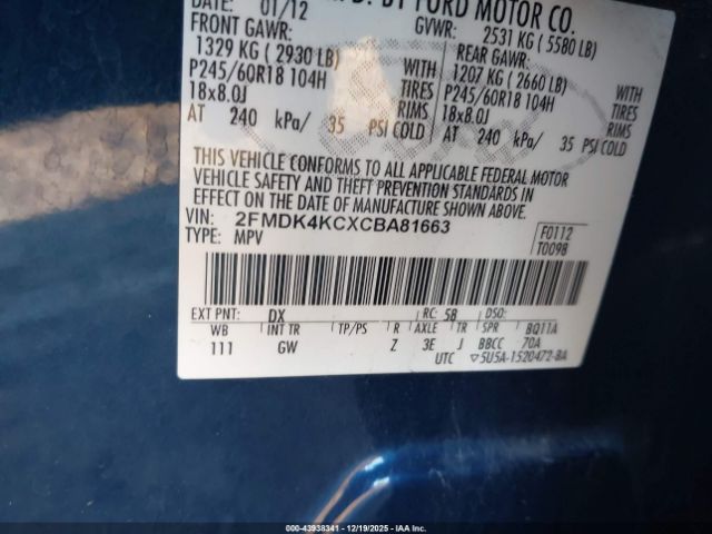 2012 FORD EDGE 2FMDK4KCXCBA81663 Photo 8